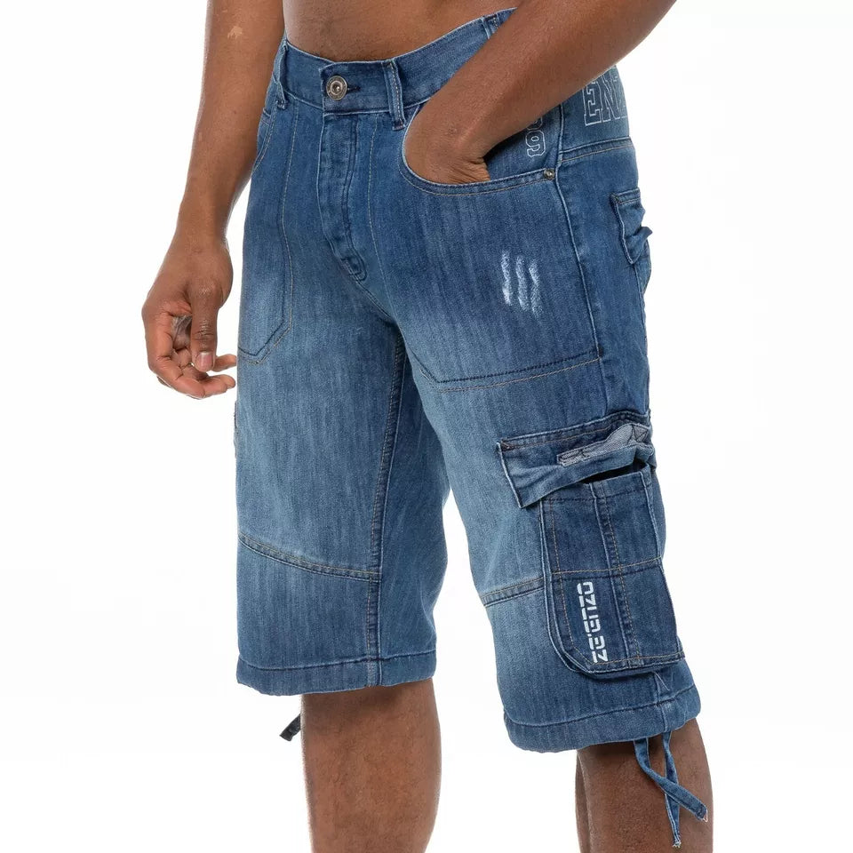 Men's Shorts Cargo Combat Work Shorts Pockets Knee Length Denim Half Pants