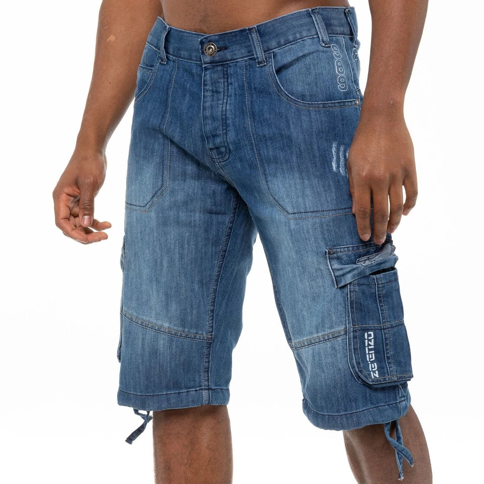 Men's Shorts Cargo Combat Work Shorts Pockets Knee Length Denim Half Pants