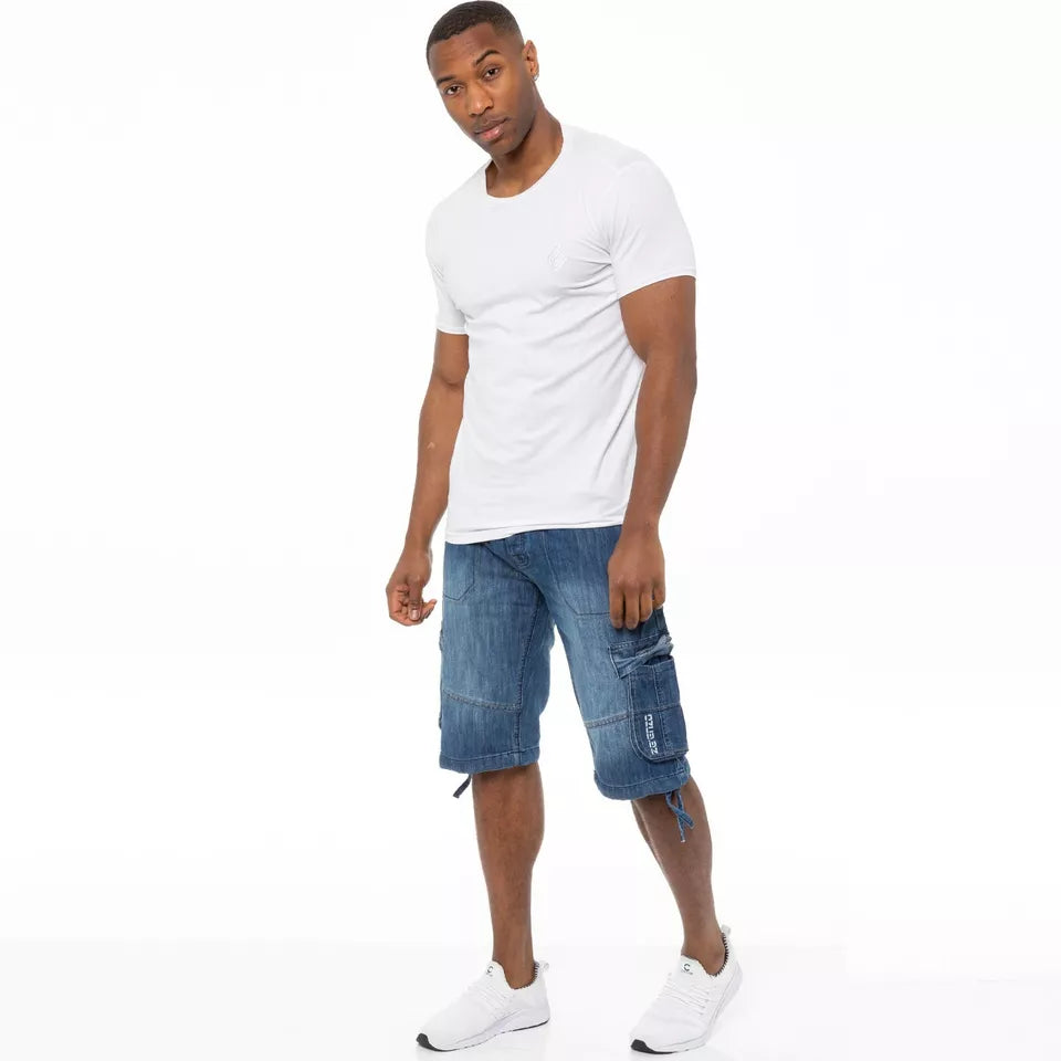 Men's Shorts Cargo Combat Work Shorts Pockets Knee Length Denim Half Pants