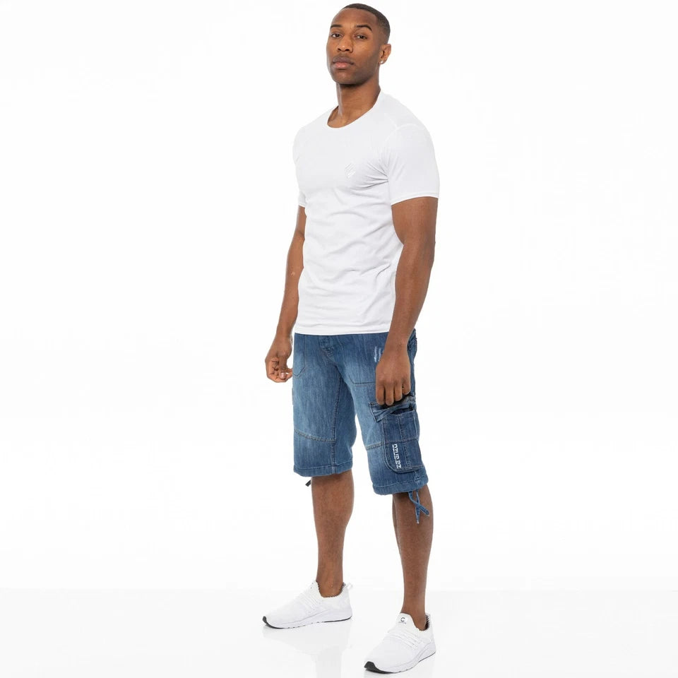 Men's Shorts Cargo Combat Work Shorts Pockets Knee Length Denim Half Pants