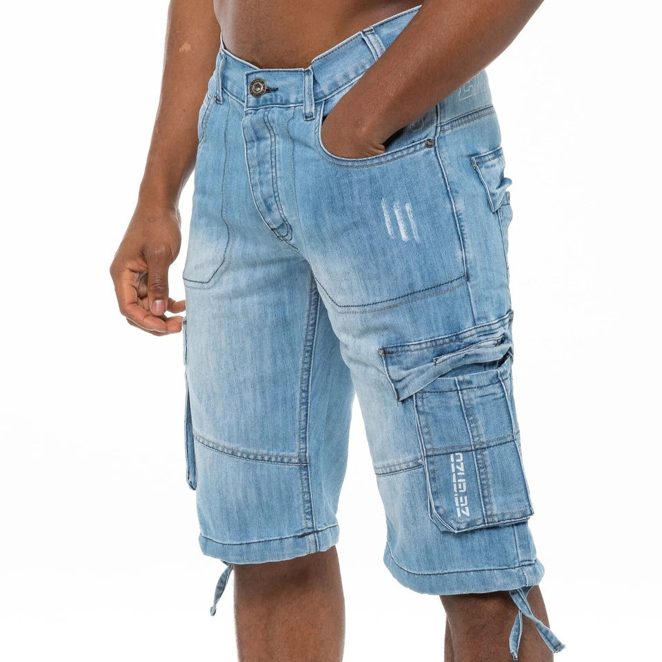 Men's Shorts Cargo Combat Work Shorts Pockets Knee Length Denim Half Pants