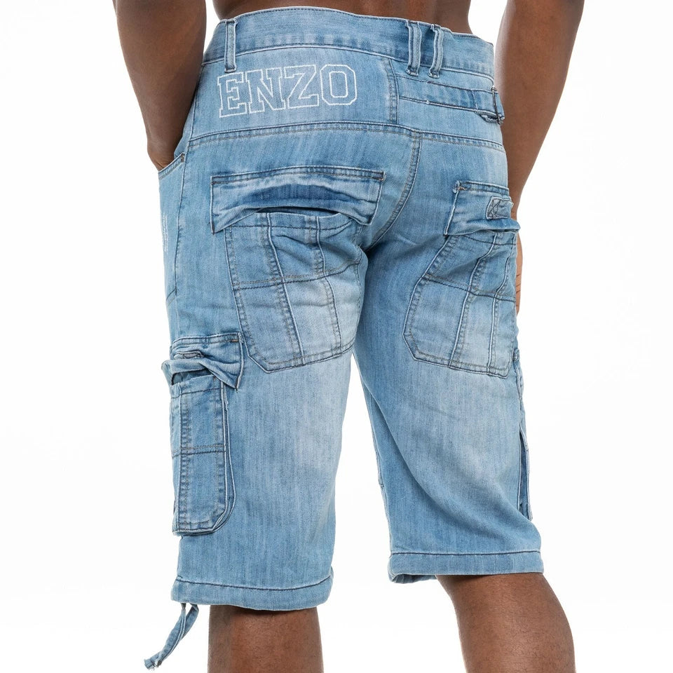 Men's Shorts Cargo Combat Work Shorts Pockets Knee Length Denim Half Pants