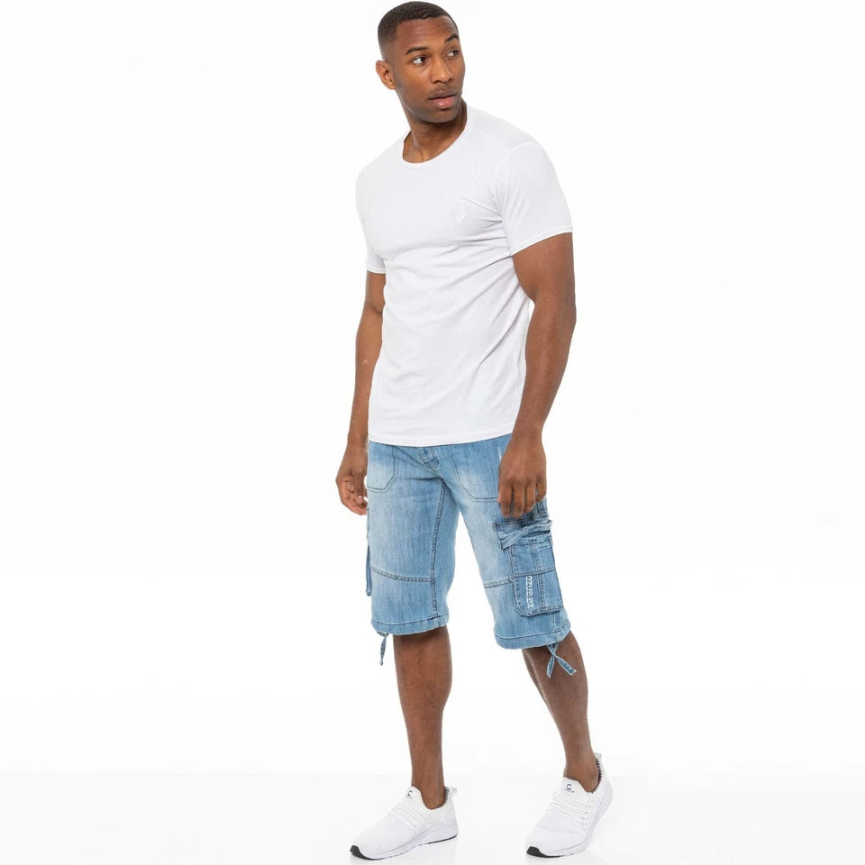 Men's Shorts Cargo Combat Work Shorts Pockets Knee Length Denim Half Pants
