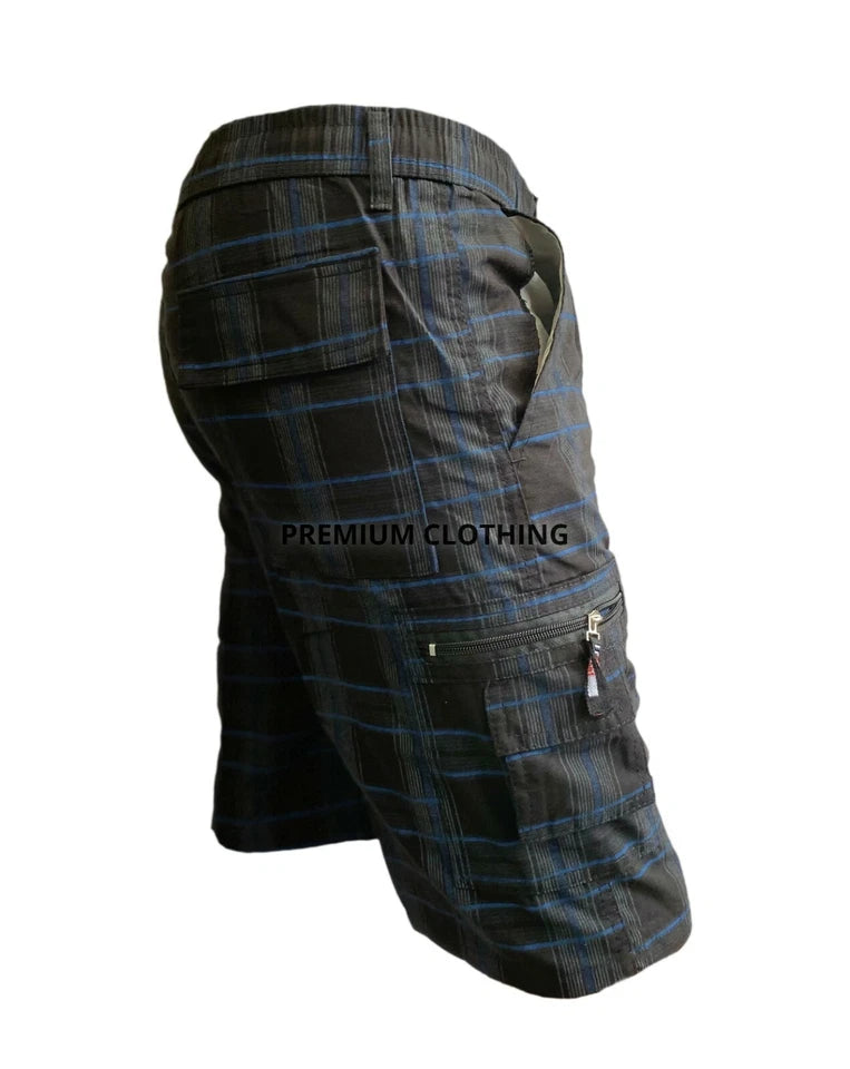 Men's Plain Elasticated Lightweight Shorts Cargo Combat Multi Pocket Cotton