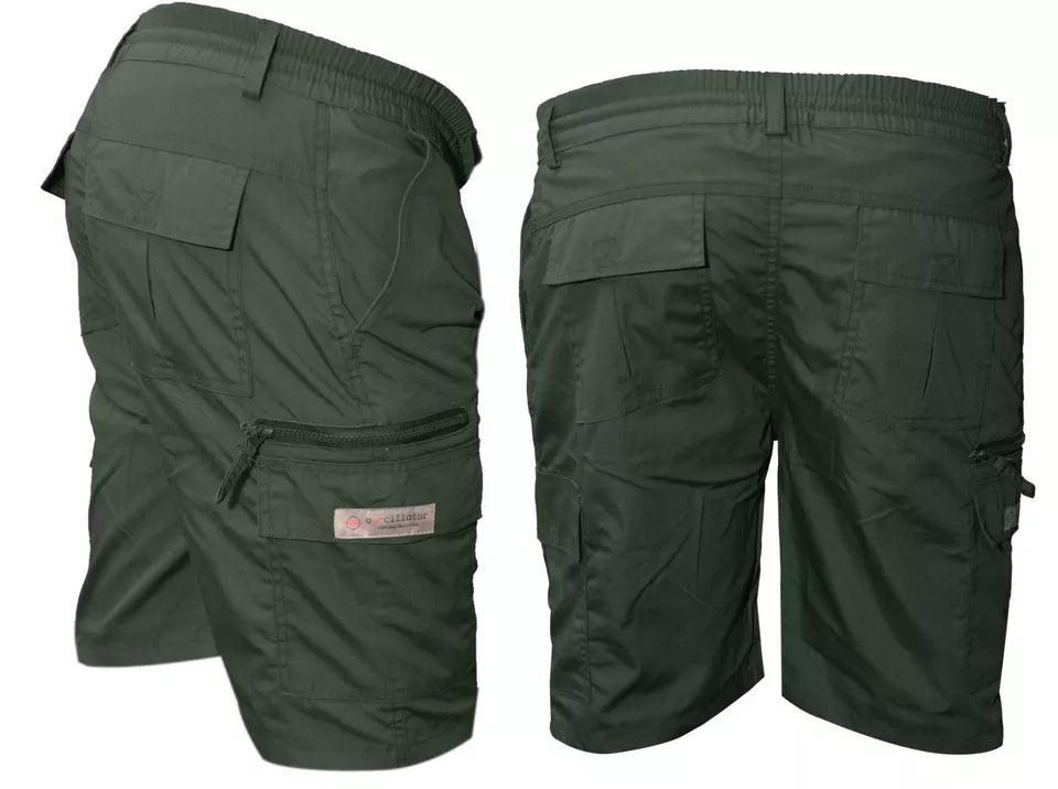 Men's Plain Elasticated Lightweight Shorts Cargo Combat Multi Pocket Cotton