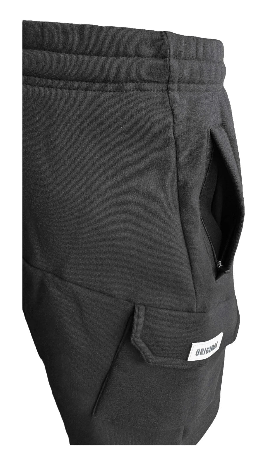 Men's Cargo Fleece Shorts With ZIPS Summer Gym Combat Pocket Elasticated Polycotton Shorts
