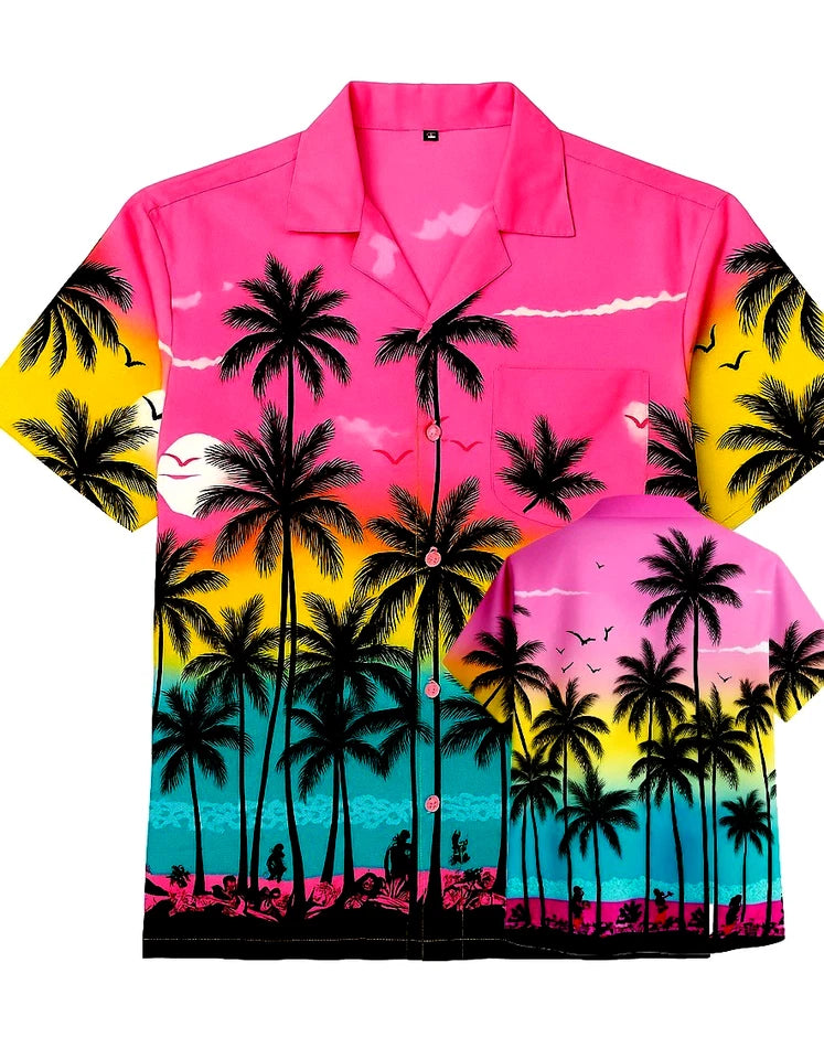 Men's Hawaiian Shirt Palm Tree Aloha Stag Beach Holiday Summer Party Fan Shirt