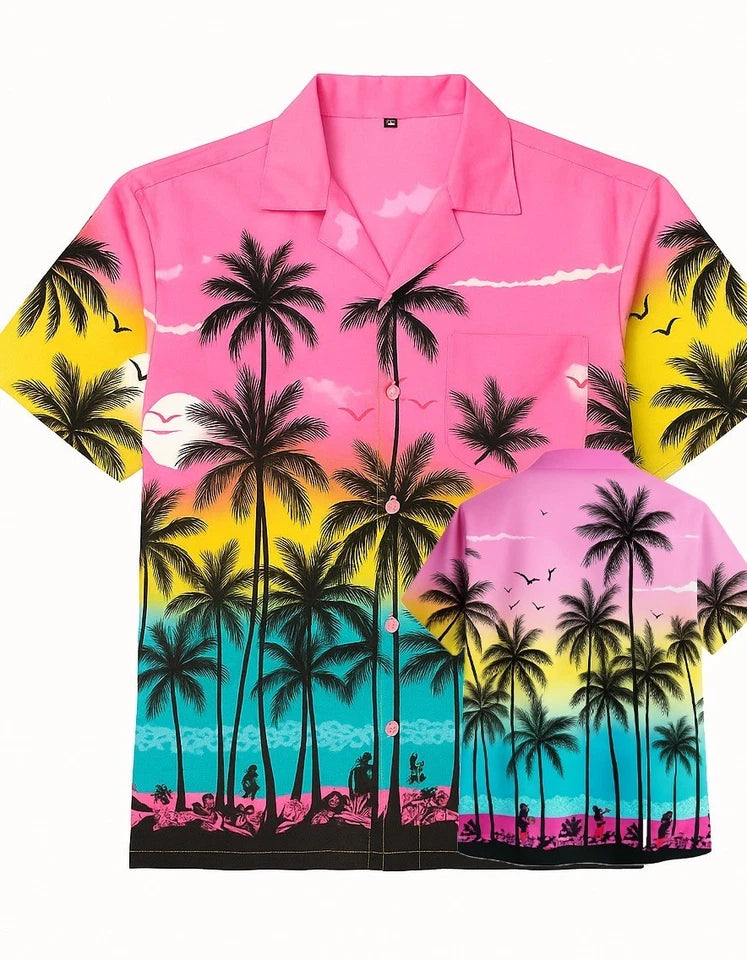 Men's Hawaiian Shirt Palm Tree Aloha Stag Beach Holiday Summer Party Fan Shirt
