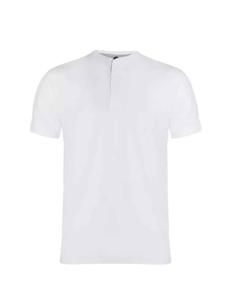 Men's Short Sleeve Henley T-Shirt Premium Quality for Plain Grandad Neck Tops Casual Summer