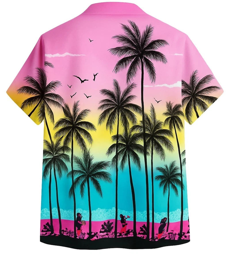 Men's Hawaiian Shirt Palm Tree Aloha Stag Beach Holiday Summer Party Fan Shirt