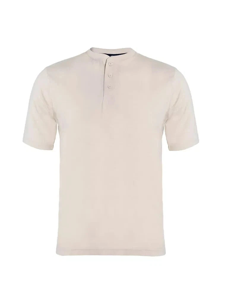 Men's Short Sleeve Henley T-Shirt Premium Quality for Plain Grandad Neck Tops Casual Summer