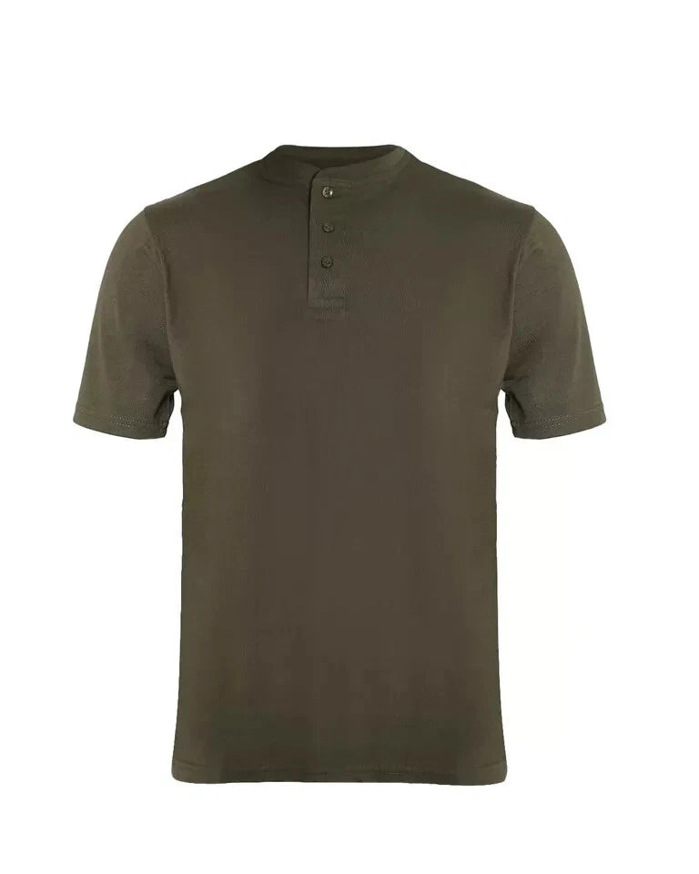 Men's Short Sleeve Henley T-Shirt Premium Quality for Plain Grandad Neck Tops Casual Summer