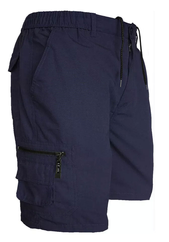 Men’s Cargo Combat Shorts Multi Pocket Elastic Waist Lightweight Plain Summer Short