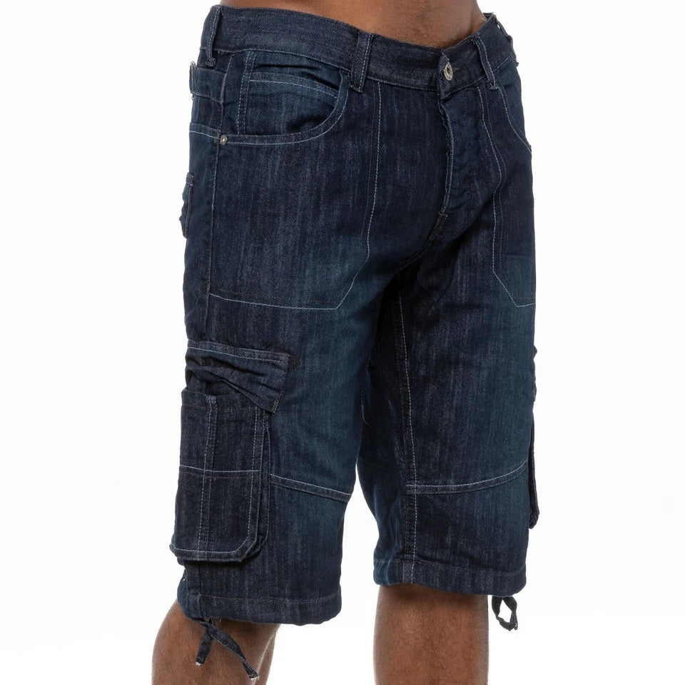 Men’s Cargo Combat Work Shorts – Multi-Pocket Denim Knee-Length Half Pants
