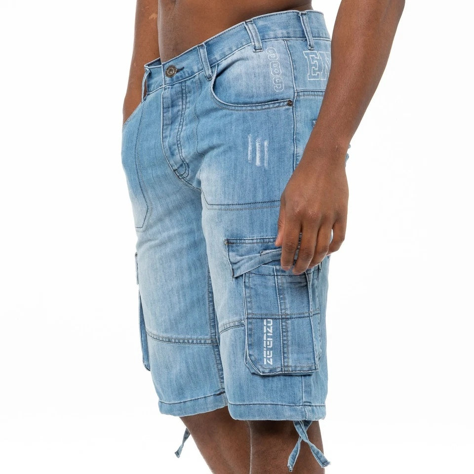 Men’s Cargo Combat Work Shorts – Multi-Pocket Denim Knee-Length Half Pants