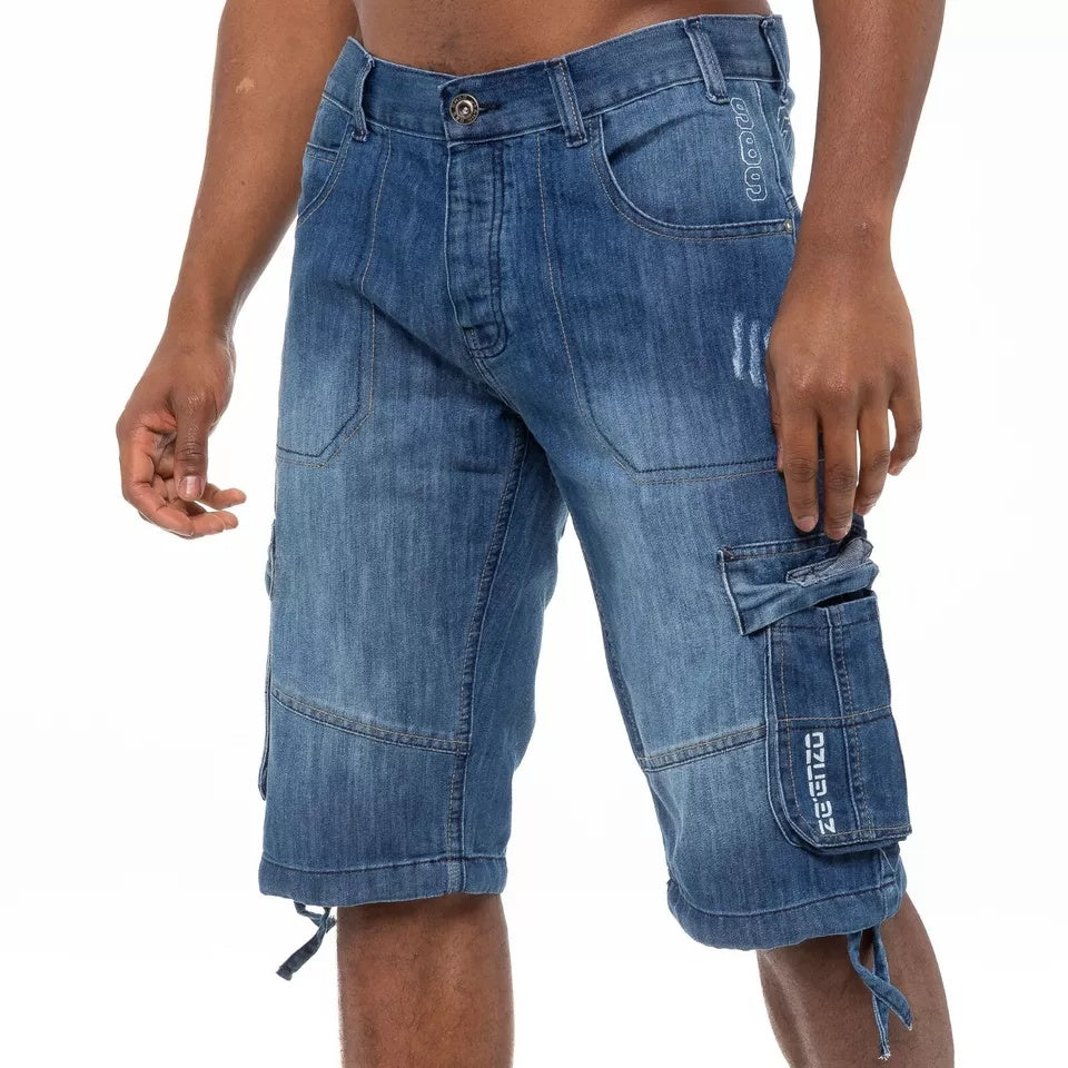 Men’s Cargo Combat Work Shorts – Multi-Pocket Denim Knee-Length Half Pants