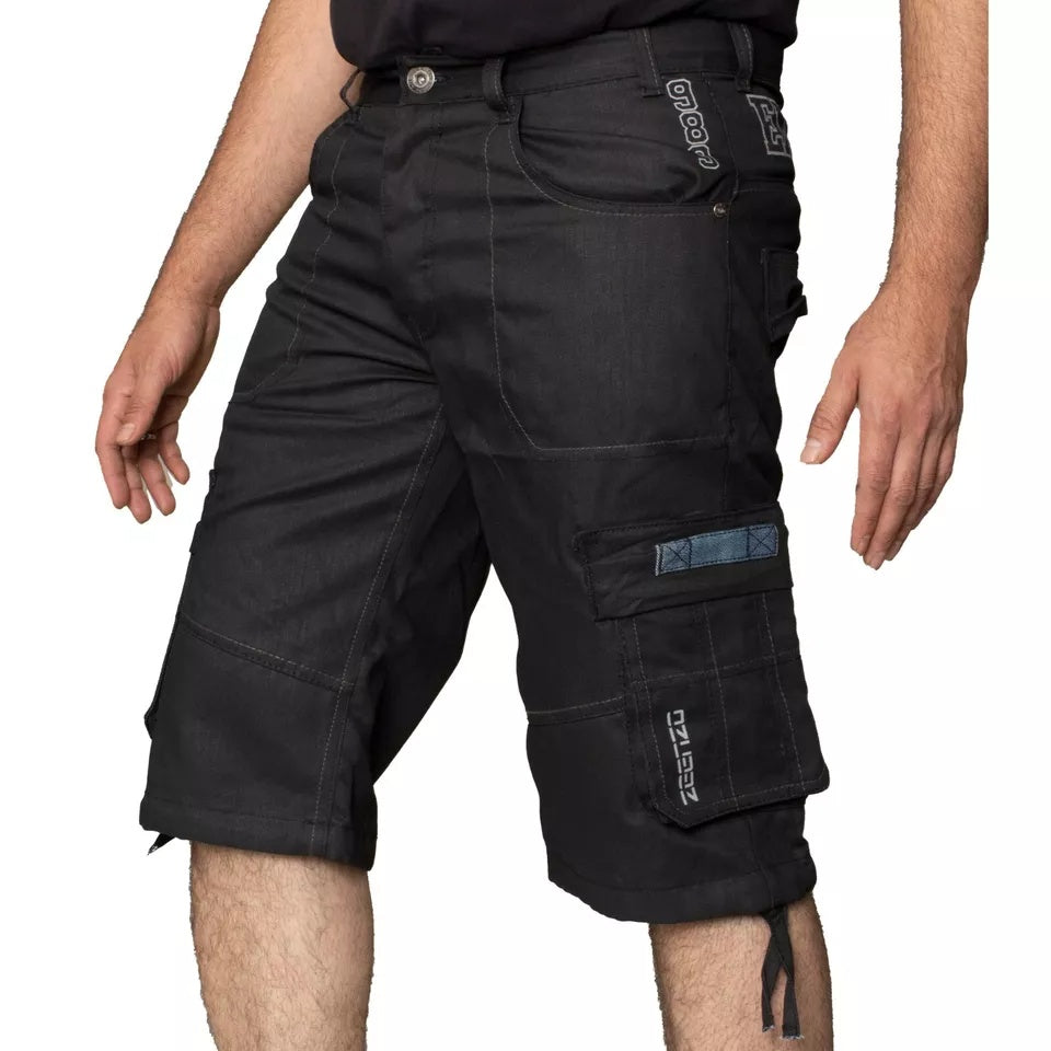 Men’s Cargo Combat Work Shorts – Multi-Pocket Denim Knee-Length Half Pants