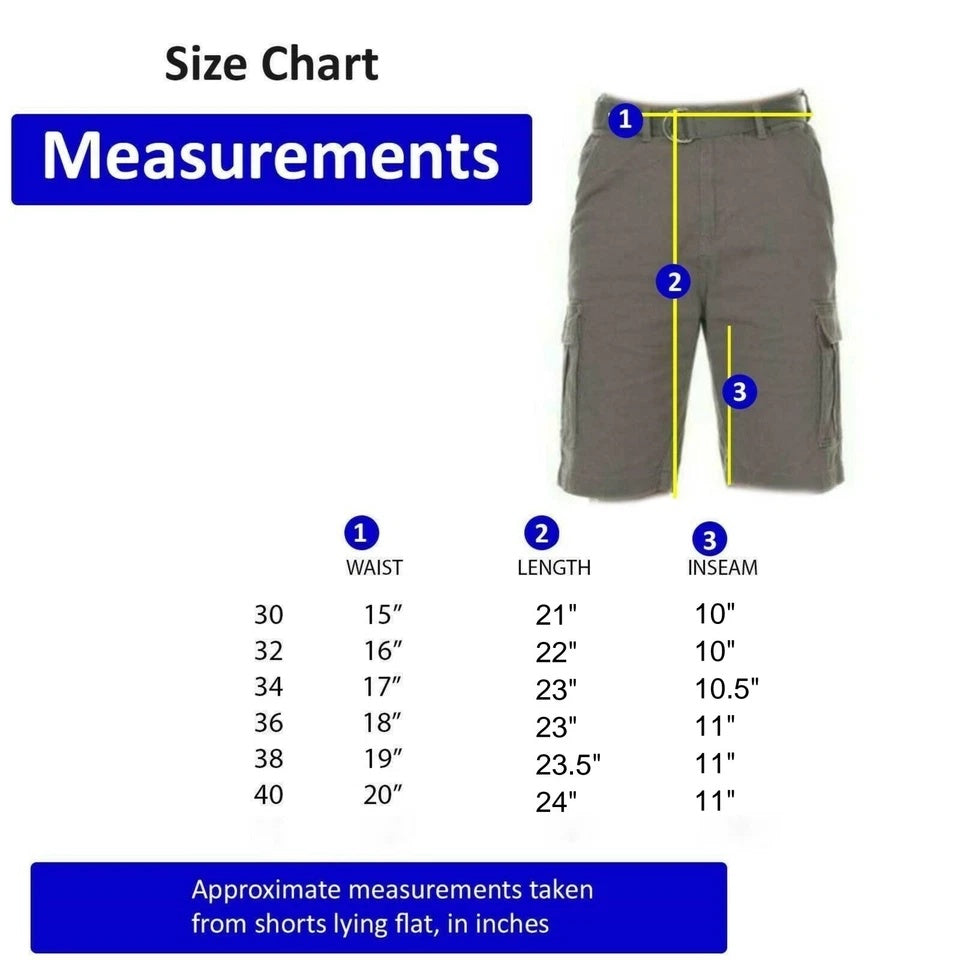 Men’s Stretch Cargo Shorts – Lightweight Cotton Twill Multi-Pocket Belted Casual Shorts