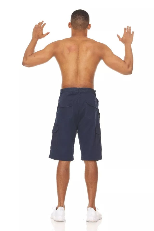 Men’s Stretch Cargo Shorts – Lightweight Cotton Twill Multi-Pocket Belted Casual Shorts