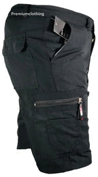 Men's Plain Elasticated Lightweight Shorts Cargo Combat Multi Pocket Cotton