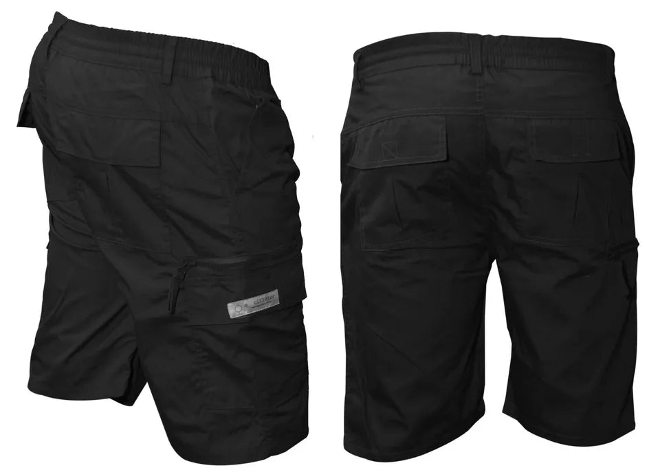 Men's Plain Elasticated Lightweight Shorts Cargo Combat Multi Pocket Cotton