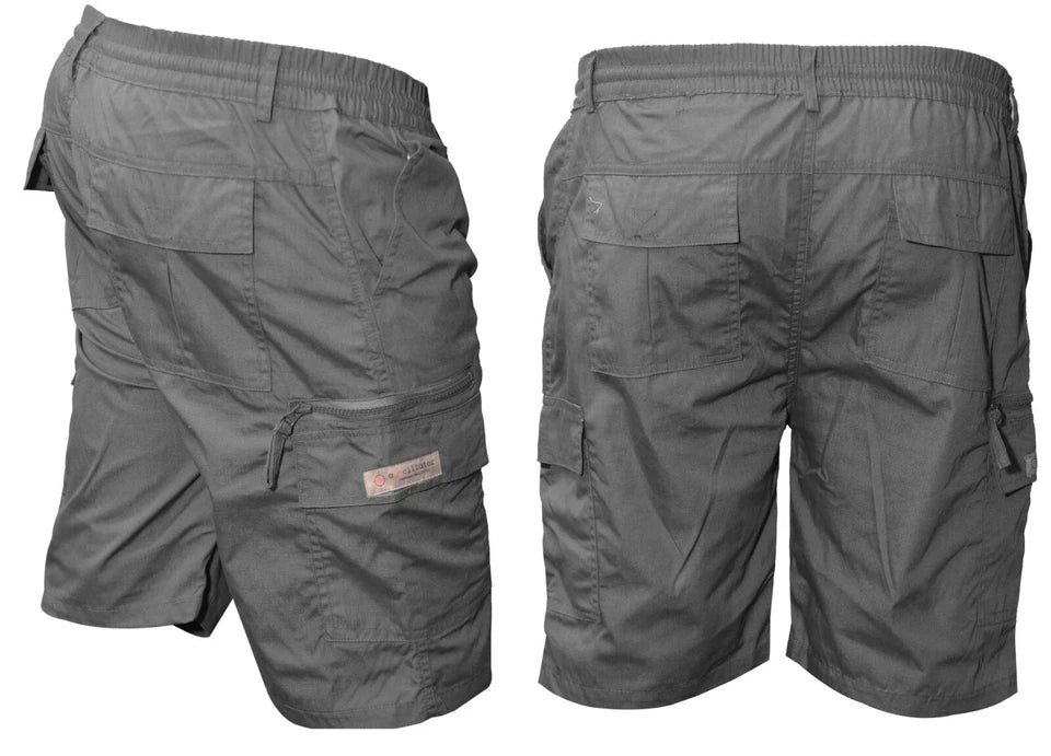 Men's Plain Elasticated Lightweight Shorts Cargo Combat Multi Pocket Cotton