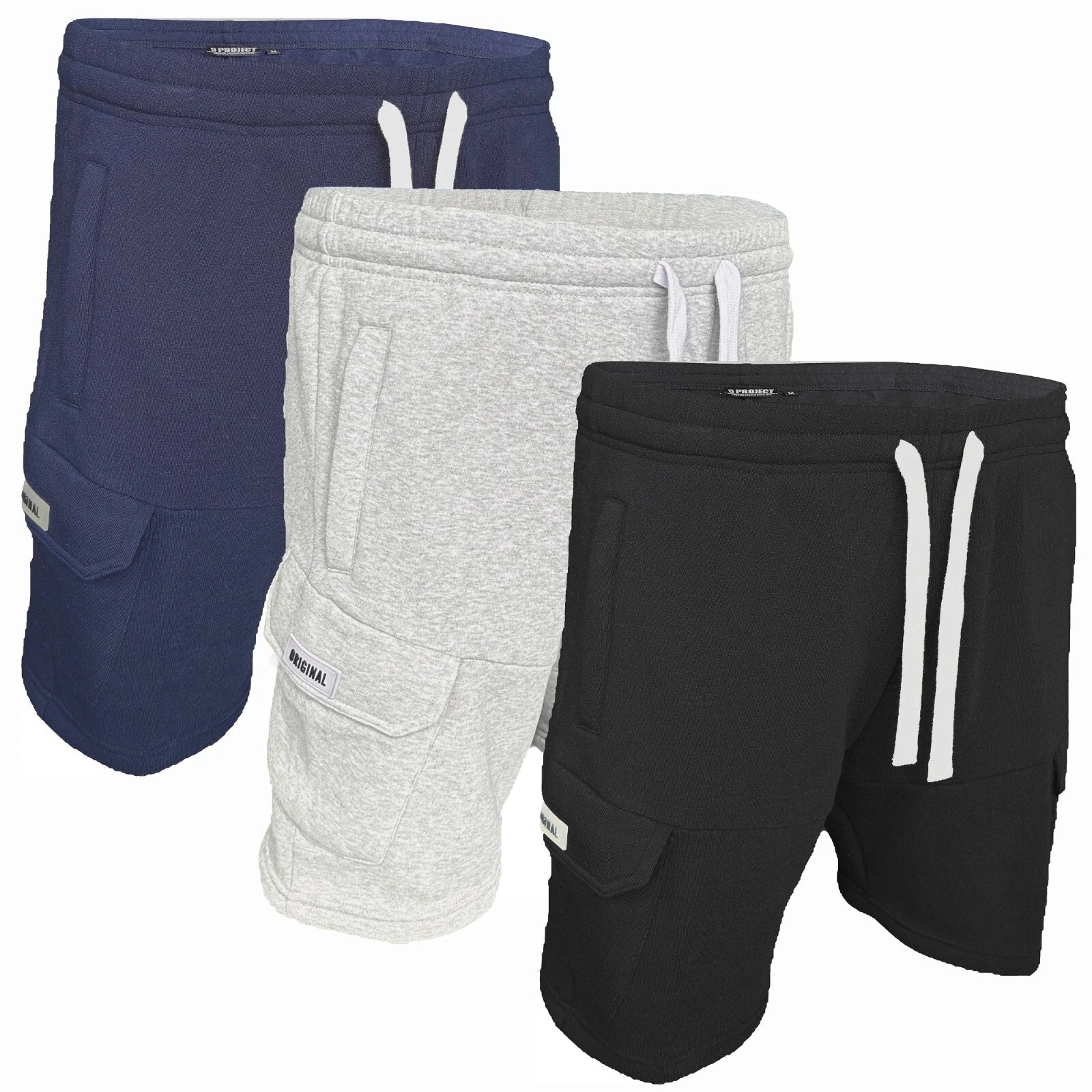 Men's Cargo Fleece Shorts With ZIPS Summer Gym Combat Pocket Elasticated Polycotton Shorts
