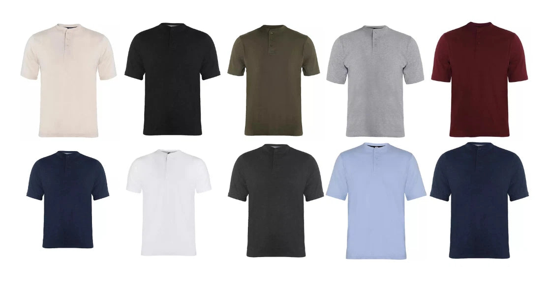 Men's Short Sleeve Henley T-Shirt Premium Quality for Plain Grandad Neck Tops Casual Summer