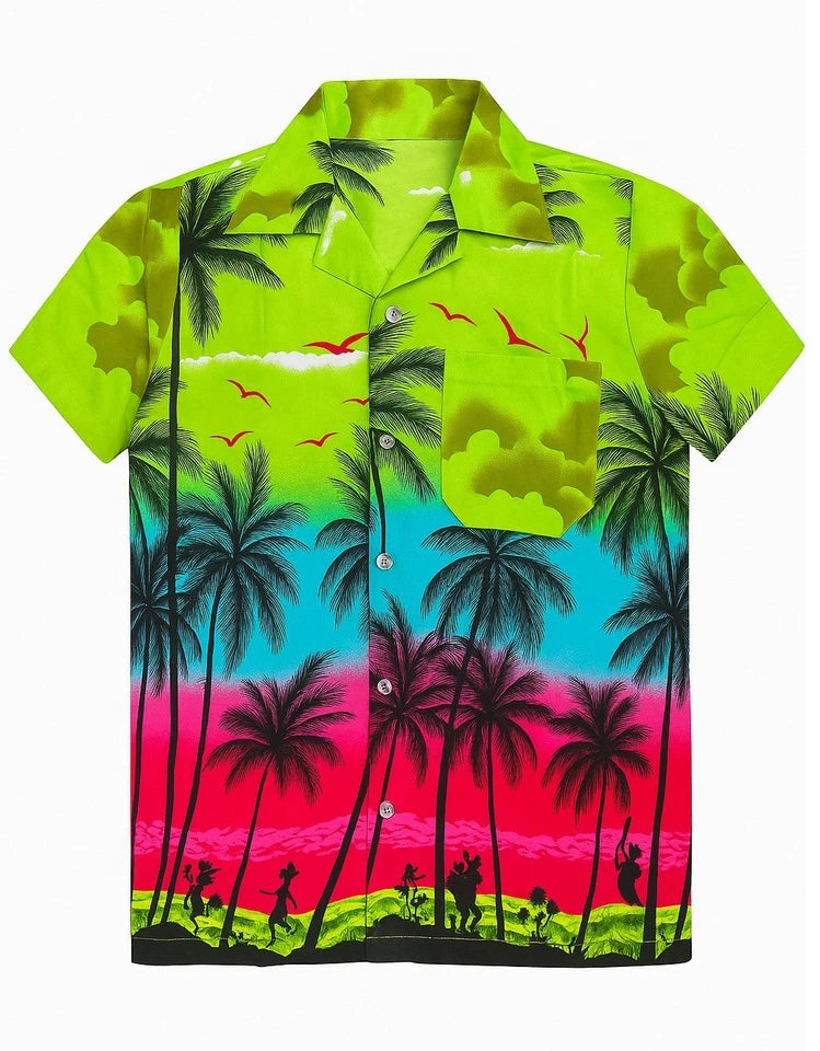 Men's Hawaiian Shirt Palm Tree Aloha Stag Beach Holiday Summer Party Fan Shirt