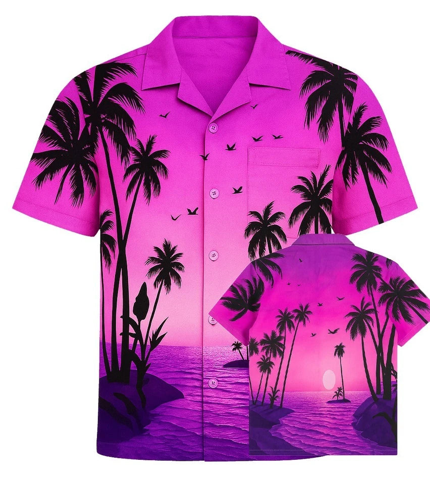 Men's Hawaiian Shirt Palm Tree Aloha Stag Beach Holiday Summer Party Fan Shirt