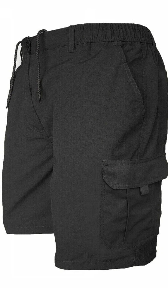 Men’s Cargo Combat Shorts Multi Pocket Elastic Waist Lightweight Plain Summer Short