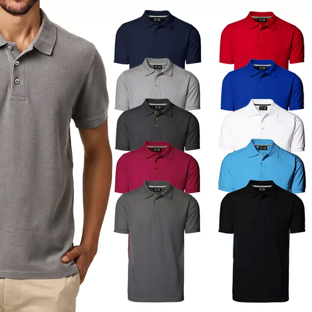 Men's Pique Polo Plain Polo Shirt Workwear 100% Cotton Short Sleeve