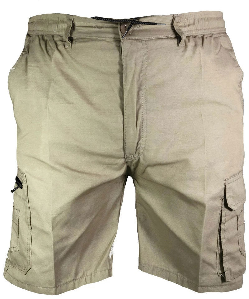 Men’s Plain Elasticated Waist Lightweight Cargo Shorts Cotton Multi Pocket Combat S-2XL